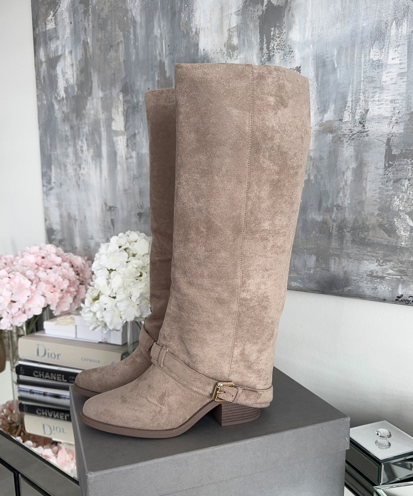 Bottes Hautes Beiges Élégantes – Talon Confort pour un Confort Quotidien