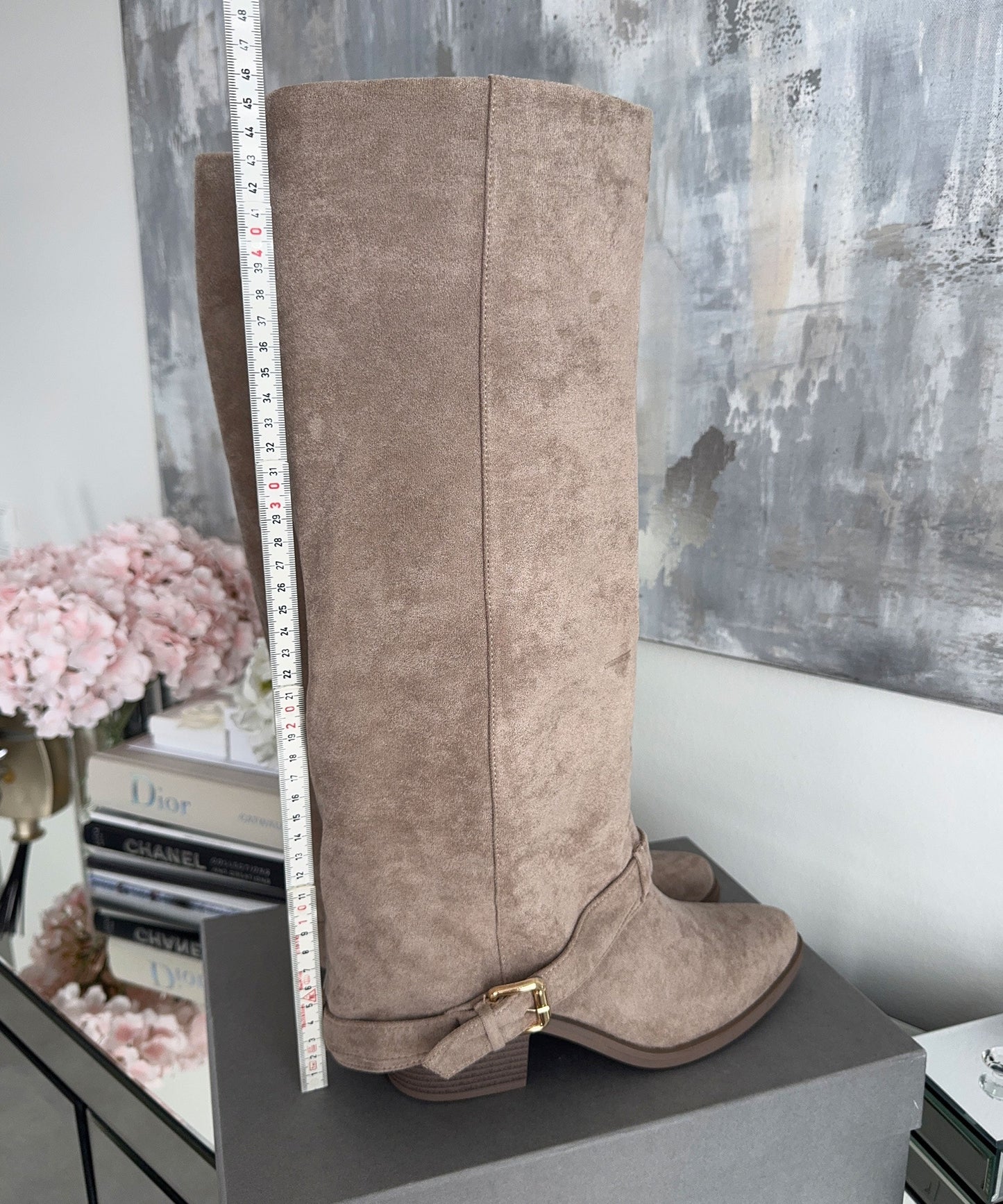 Bottes Hautes Beiges Élégantes – Talon Confort pour un Confort Quotidien