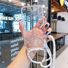 Charger l'image dans la galerie, Coque scintillante avec cordon pour iPhone