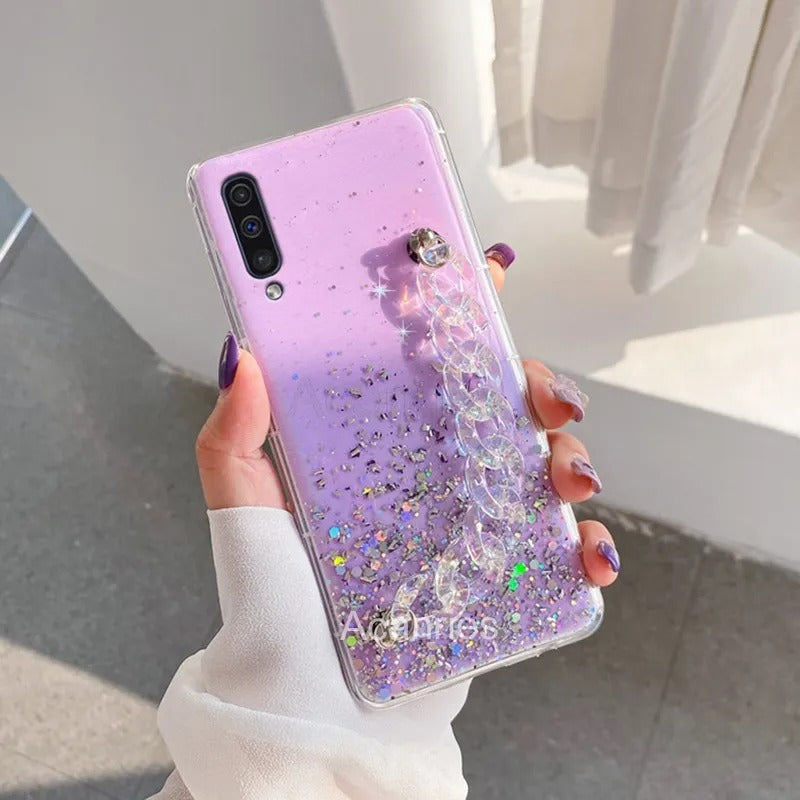Coque de luxe avec chaîne scintillante pour Samsung