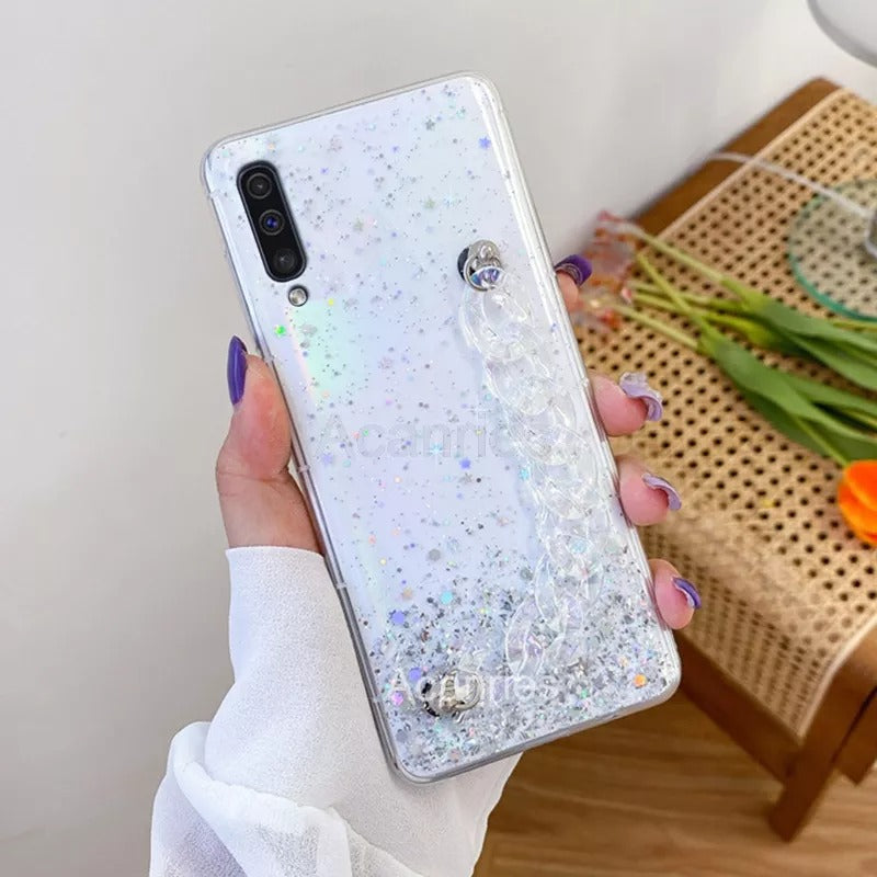 Coque de luxe avec chaîne scintillante pour Samsung