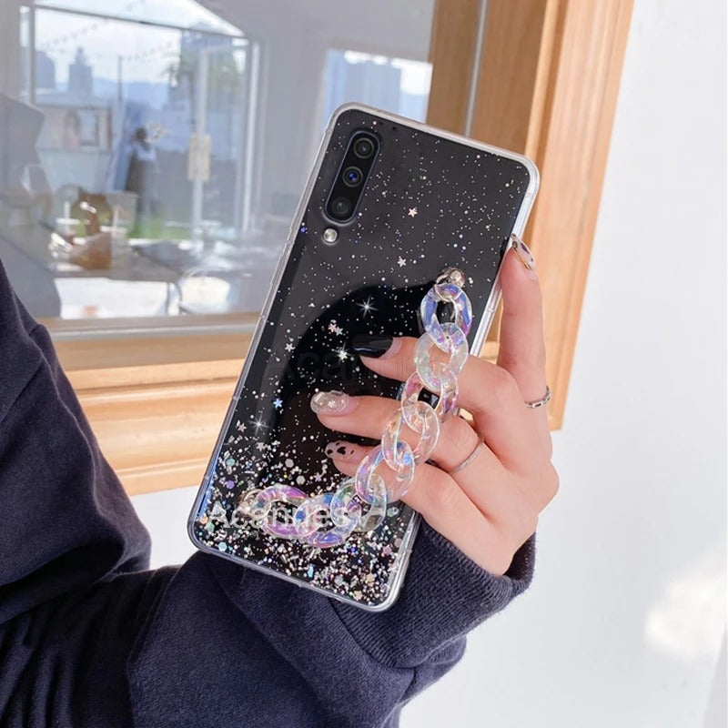 Coque de luxe avec chaîne scintillante pour Samsung