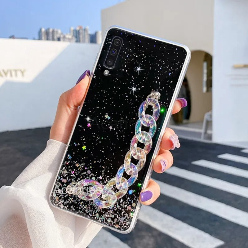 Coque de luxe avec chaîne scintillante pour Samsung