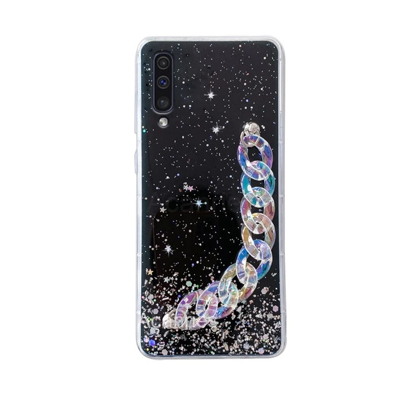 Coque de luxe avec chaîne scintillante pour Samsung