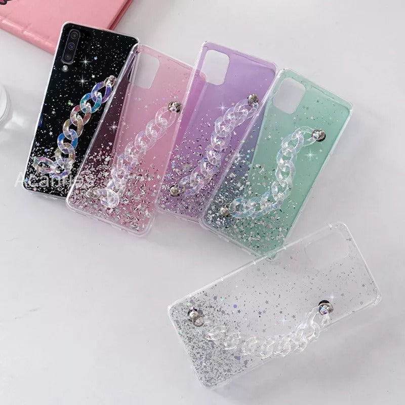 Coque de luxe avec chaîne scintillante pour Samsung