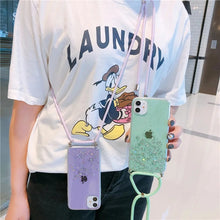 Charger l'image dans la galerie, Coque scintillante avec cordon pour iPhone
