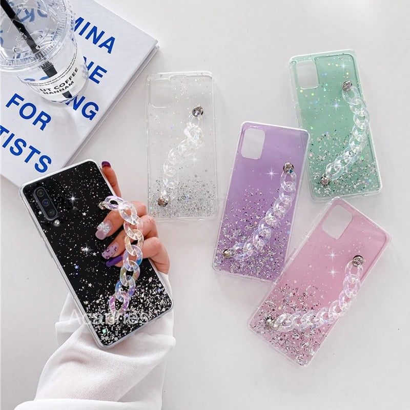 Coque de luxe avec chaîne scintillante pour Samsung