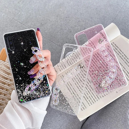 Coque de luxe avec chaîne scintillante pour Samsung