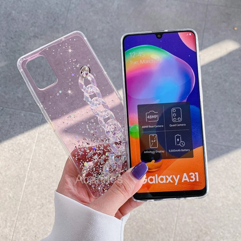 Coque de luxe avec chaîne scintillante pour Samsung