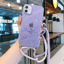Charger l'image dans la galerie, Coque scintillante avec cordon pour iPhone