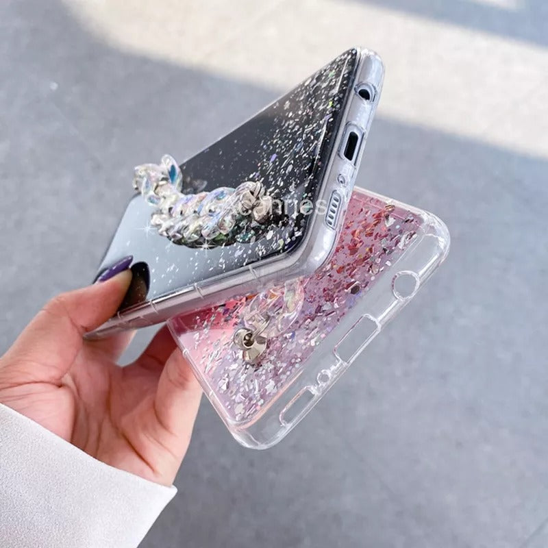 Coque de luxe avec chaîne scintillante pour Samsung