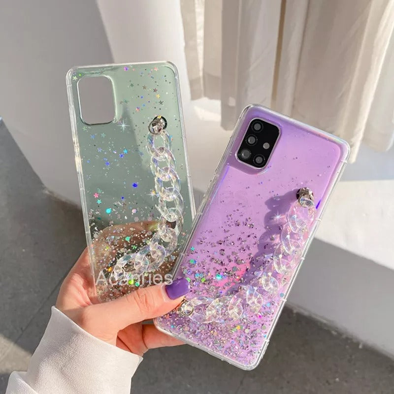 Coque de luxe avec chaîne scintillante pour Samsung