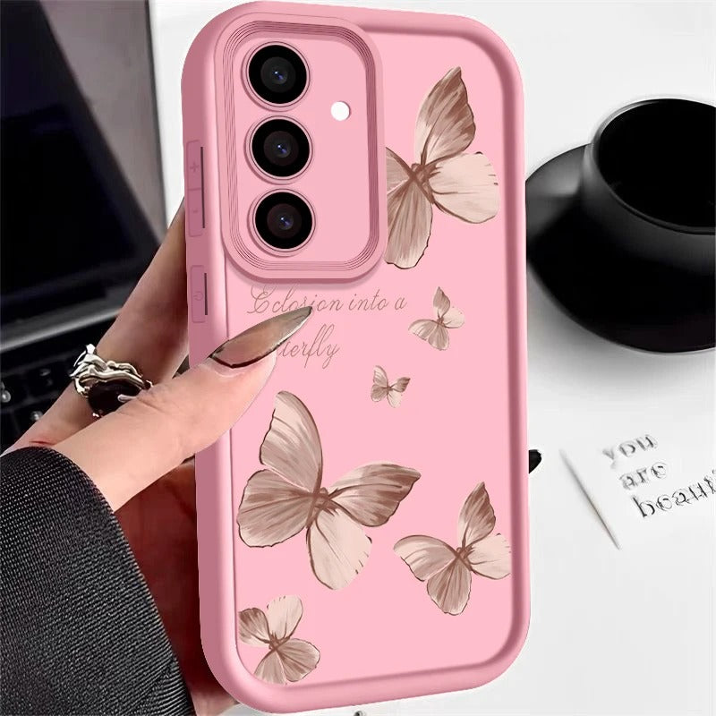 Coque Souple en TPU avec Papillon Doré pour Samsung Galaxy