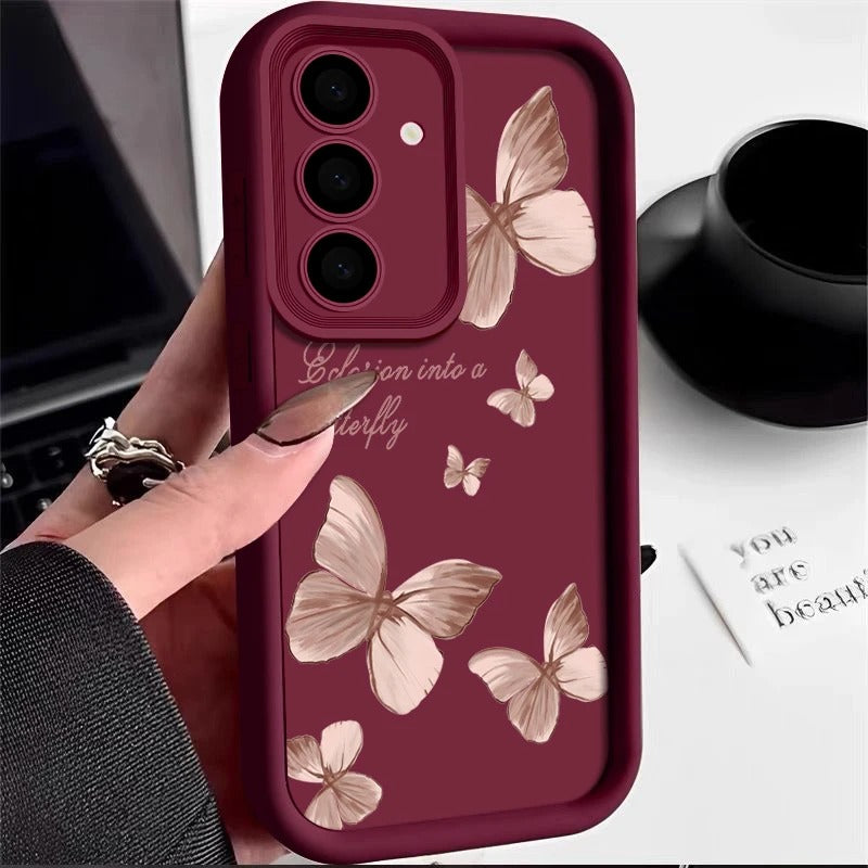 Coque Souple en TPU avec Papillon Doré pour Samsung Galaxy