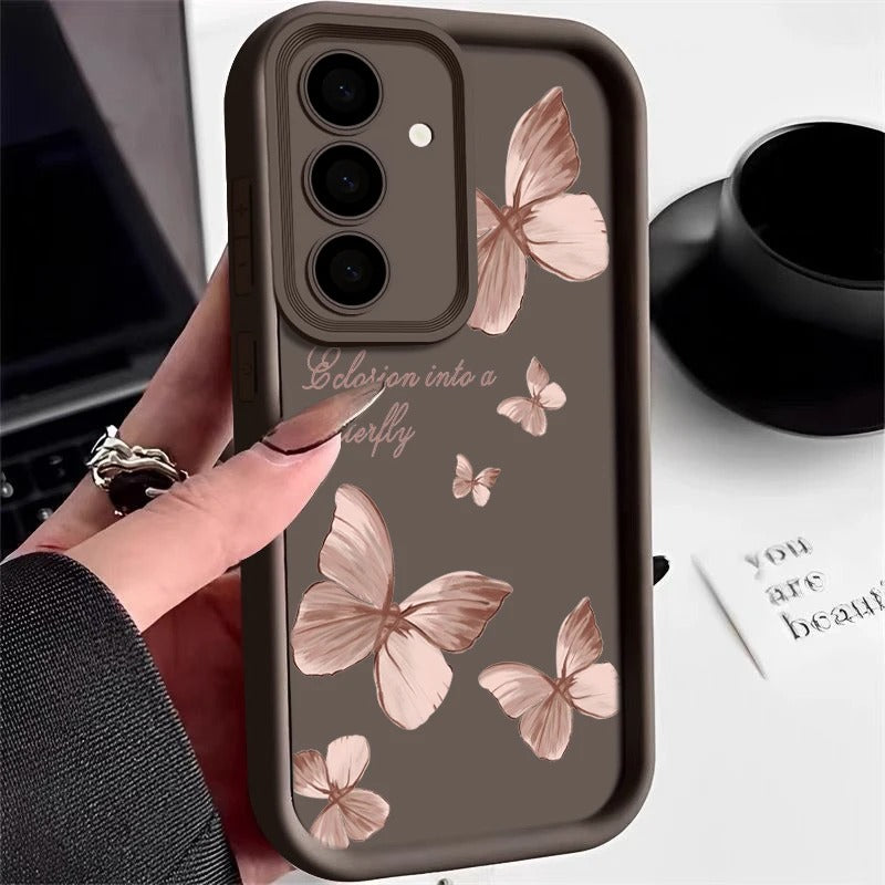 Coque Souple en TPU avec Papillon Doré pour Samsung Galaxy