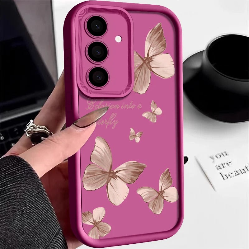 Coque Souple en TPU avec Papillon Doré pour Samsung Galaxy