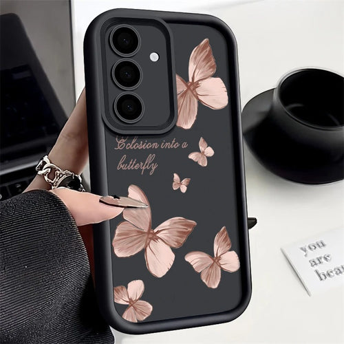 Coque Souple en TPU avec Papillon Doré pour Samsung Galaxy