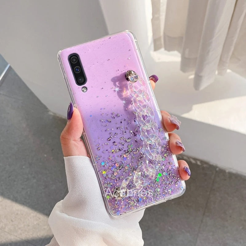 Coque de luxe avec chaîne scintillante pour Samsung