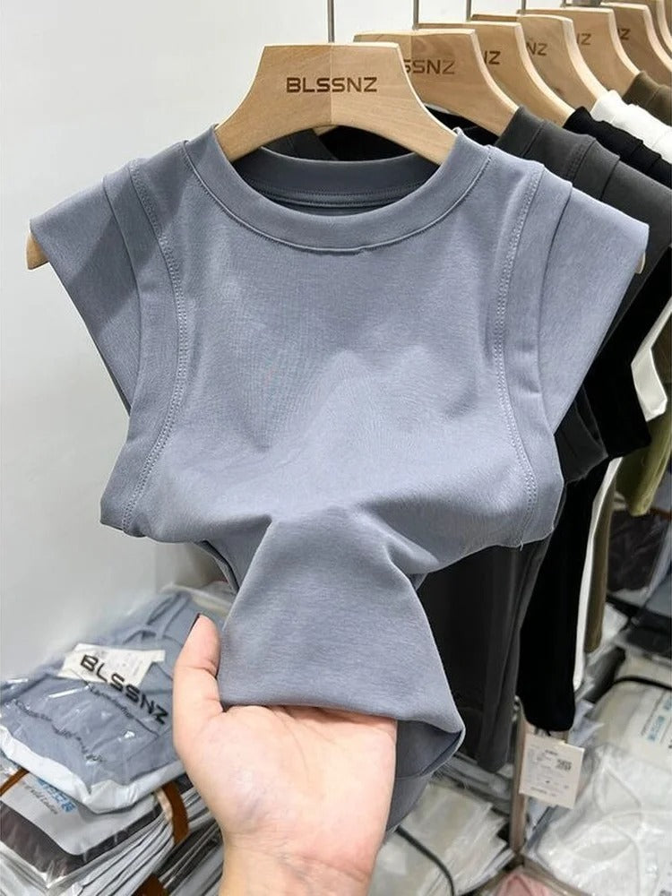 T-Shirt à manches courtes pour femme- Débardeur d'Été Tendance 2024