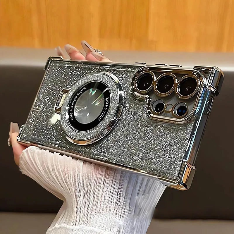 Étui à Paillettes de Luxe pour Samsung avec Charge Sans Fil MagSafe
