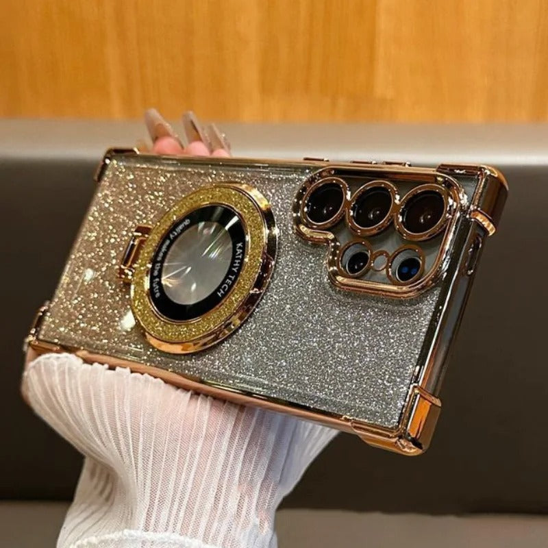 Étui à Paillettes de Luxe pour Samsung avec Charge Sans Fil MagSafe