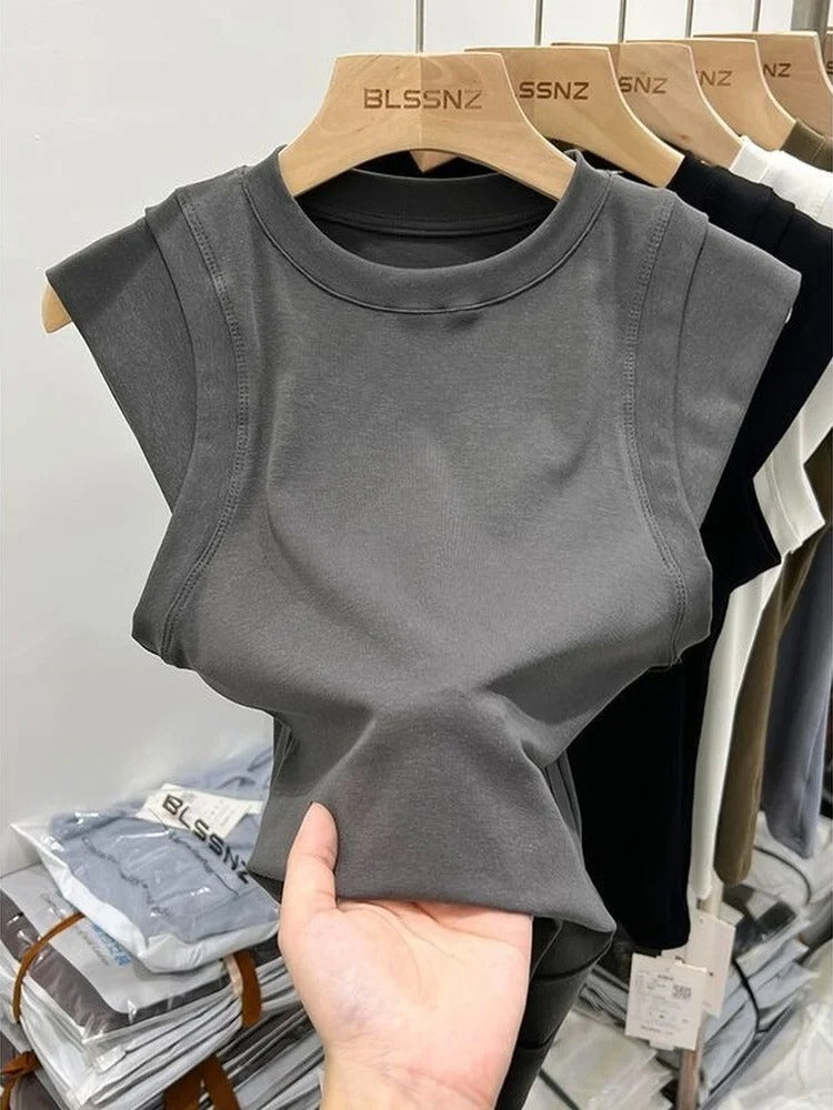T-Shirt à manches courtes pour femme- Débardeur d'Été Tendance 2024