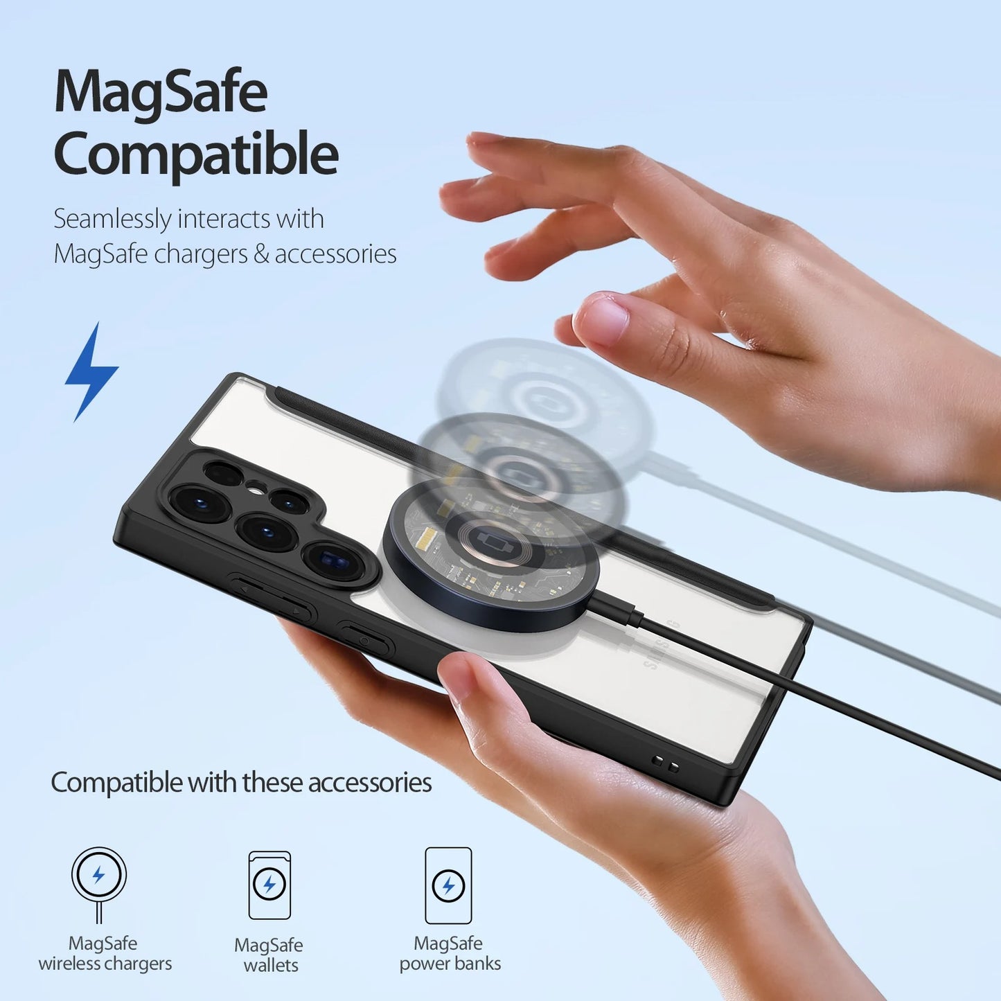 Étui Magsafe Portefeuille en Cuir Véritable pour Samsung