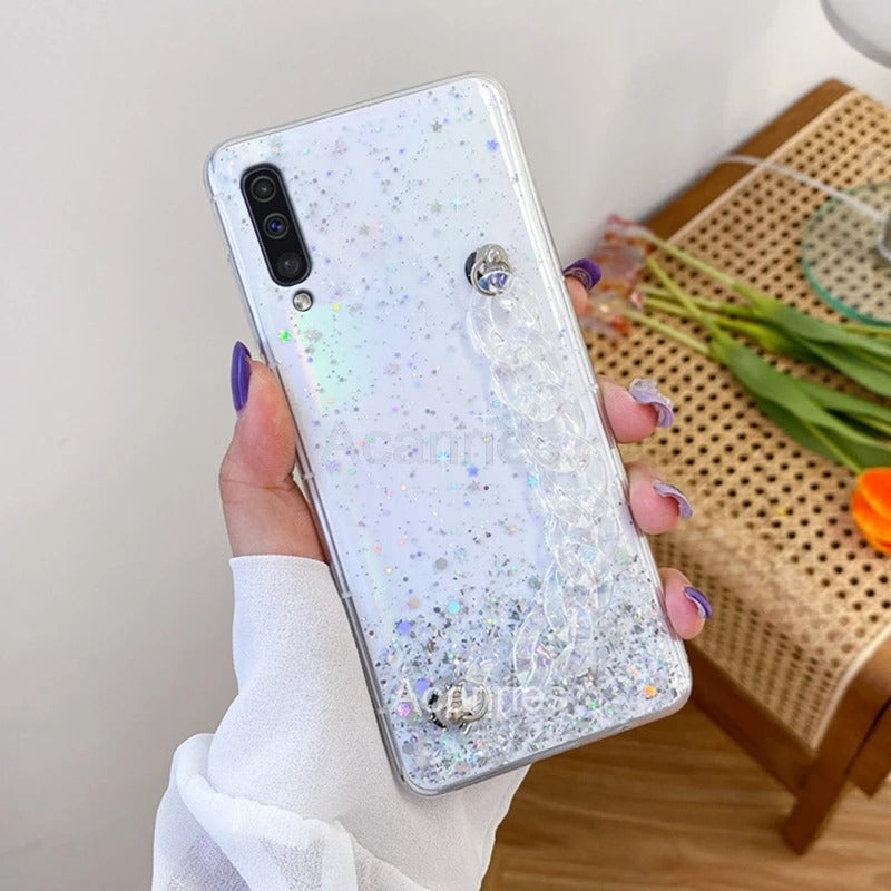 Coque de luxe avec chaîne scintillante pour Samsung