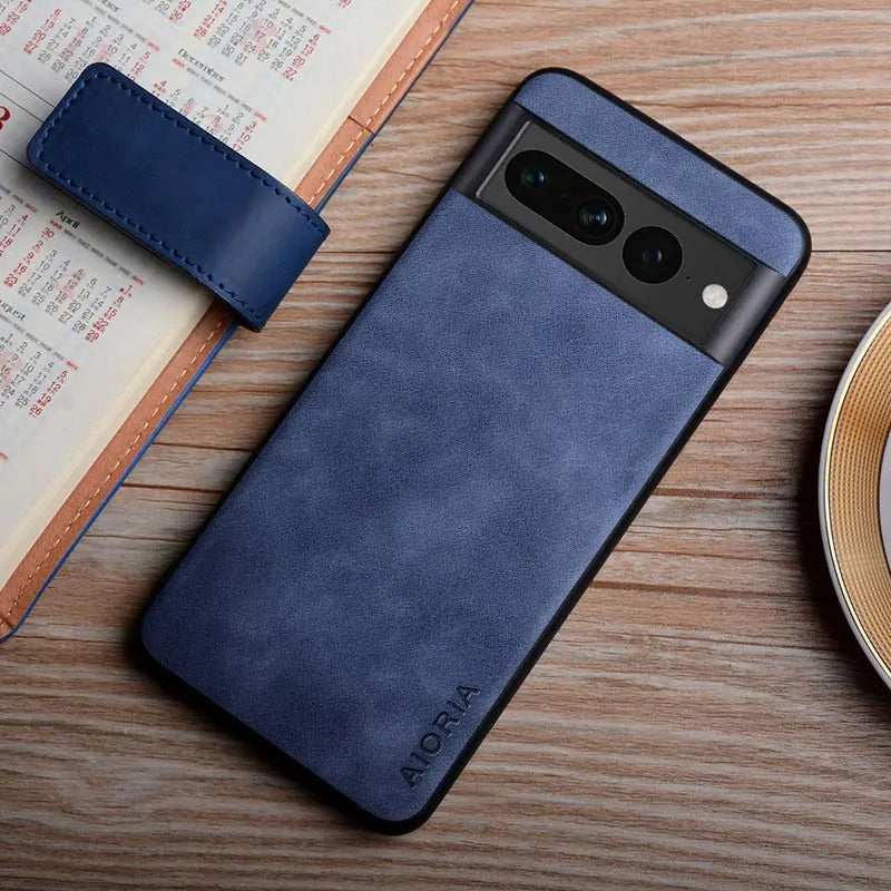 Coque en Cuir anti-empreintes pour Google Pixel