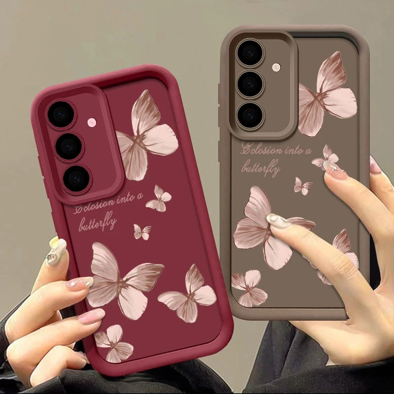 Coque Souple en TPU avec Papillon Doré pour Samsung Galaxy