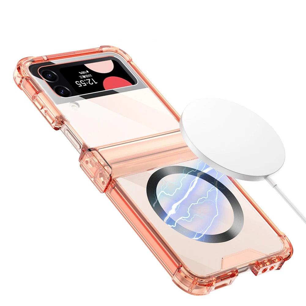Coque avec Charge Sans Fil MagSafe pour Samsung Galaxy Z Flip 5/4/3 – Protection Antichoc et Charnière Colorée
