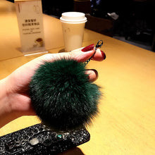 Charger l'image dans la galerie, Coque iPhone à Paillettes avec Pompon et Bracelet de Cristal