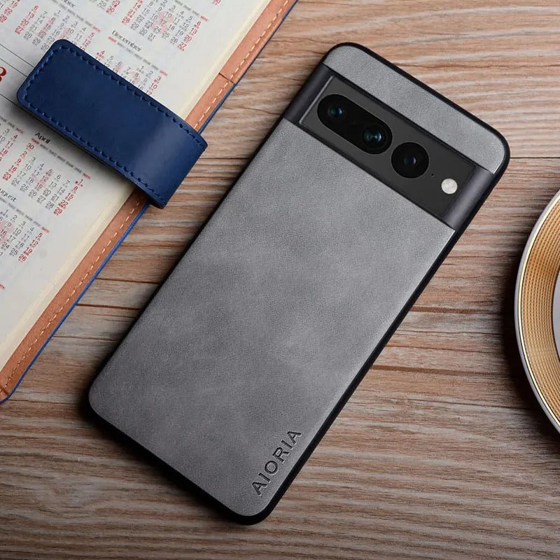 Coque en Cuir anti-empreintes pour Google Pixel