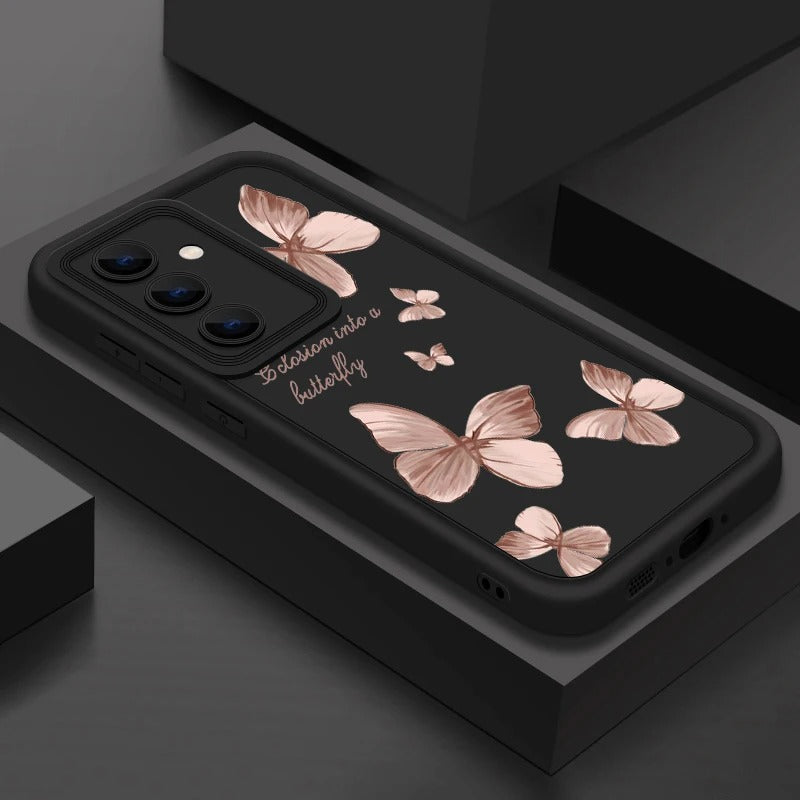 Coque Souple en TPU avec Papillon Doré pour Samsung Galaxy