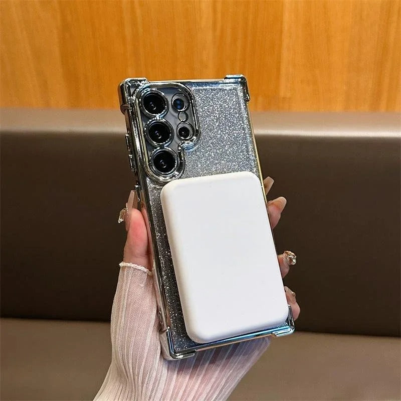 Étui à Paillettes de Luxe pour Samsung avec Charge Sans Fil MagSafe