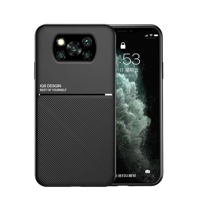 Coque de Téléphone en Cuir avec Plaque de Support Magnétique pour Voiture