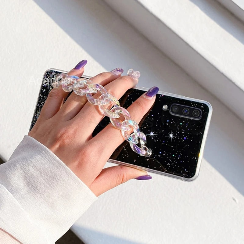 Coque de luxe avec chaîne scintillante pour Samsung