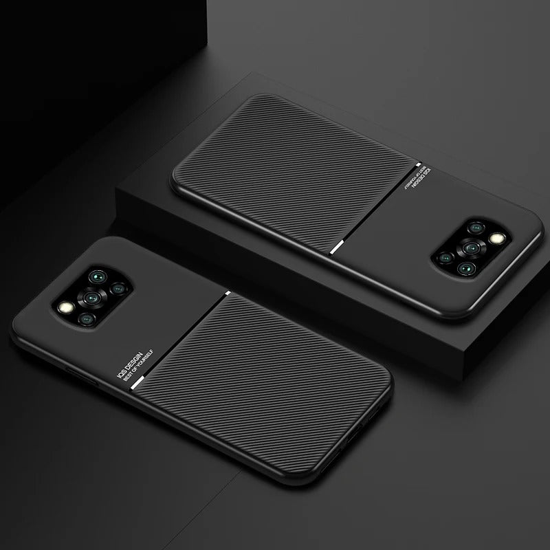 Coque de Téléphone en Cuir avec Plaque de Support Magnétique pour Voiture