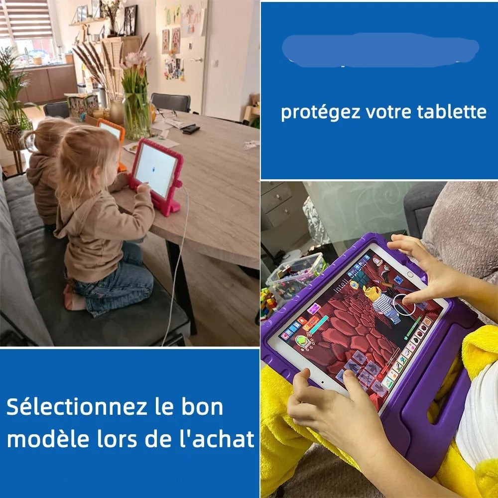Étui robuste pour iPad - Protection EVA à 360° avec support pour enfant