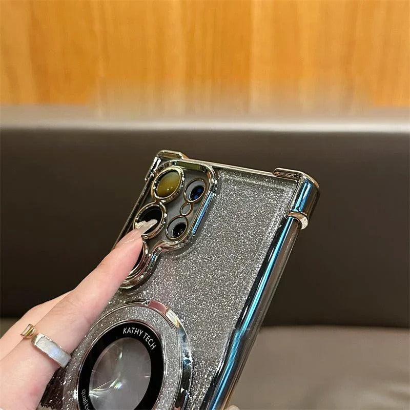 Étui à Paillettes de Luxe pour Samsung avec Charge Sans Fil MagSafe