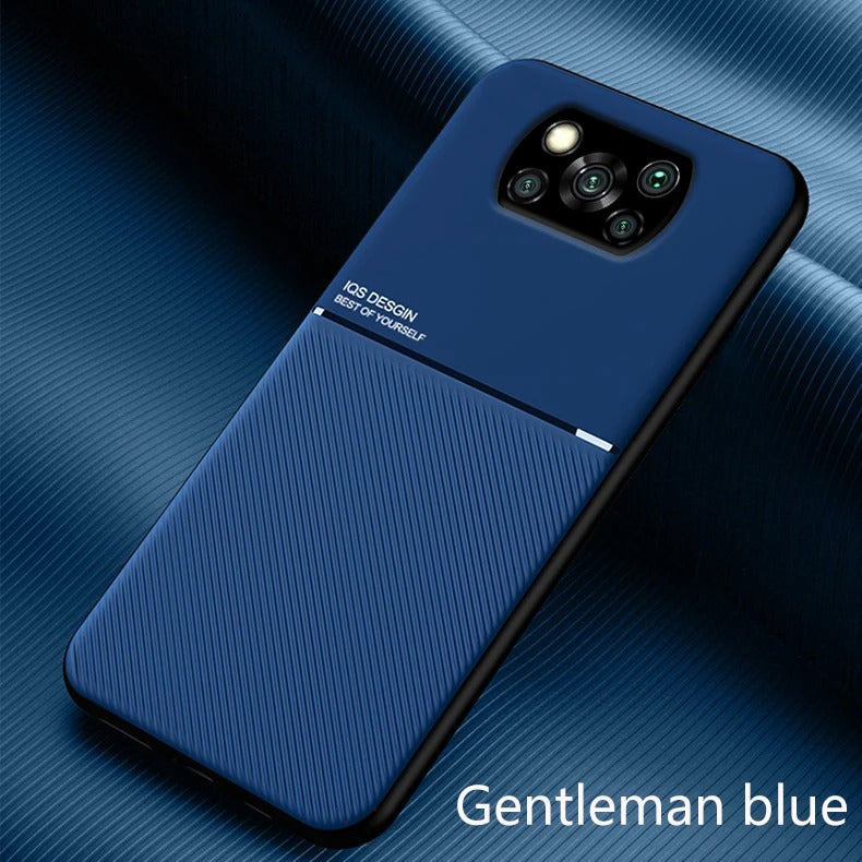 Coque de Téléphone en Cuir avec Plaque de Support Magnétique pour Voiture