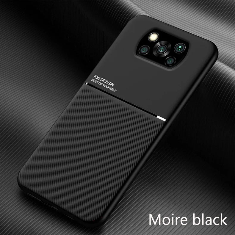 Coque de Téléphone en Cuir avec Plaque de Support Magnétique pour Voiture