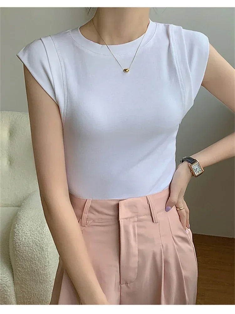 T-Shirt à manches courtes pour femme- Débardeur d'Été Tendance 2024