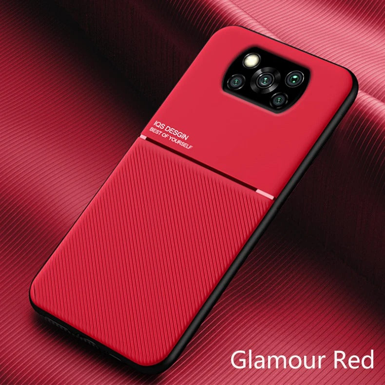 Coque de Téléphone en Cuir avec Plaque de Support Magnétique pour Voiture