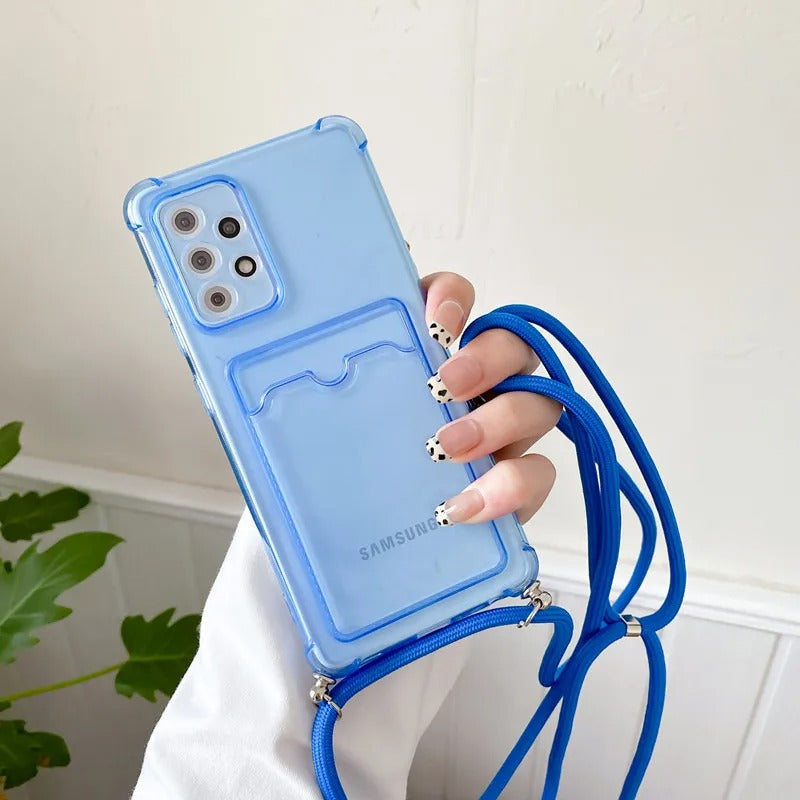 Coque Silicone avec Bandoulière + Porte-Cartes pour Samsung