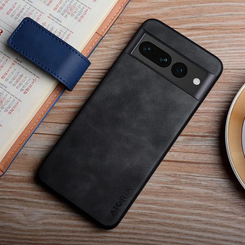 Coque en Cuir anti-empreintes pour Google Pixel