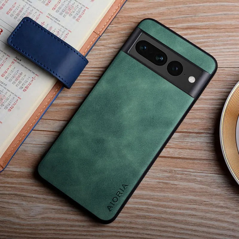 Coque en Cuir anti-empreintes pour Google Pixel