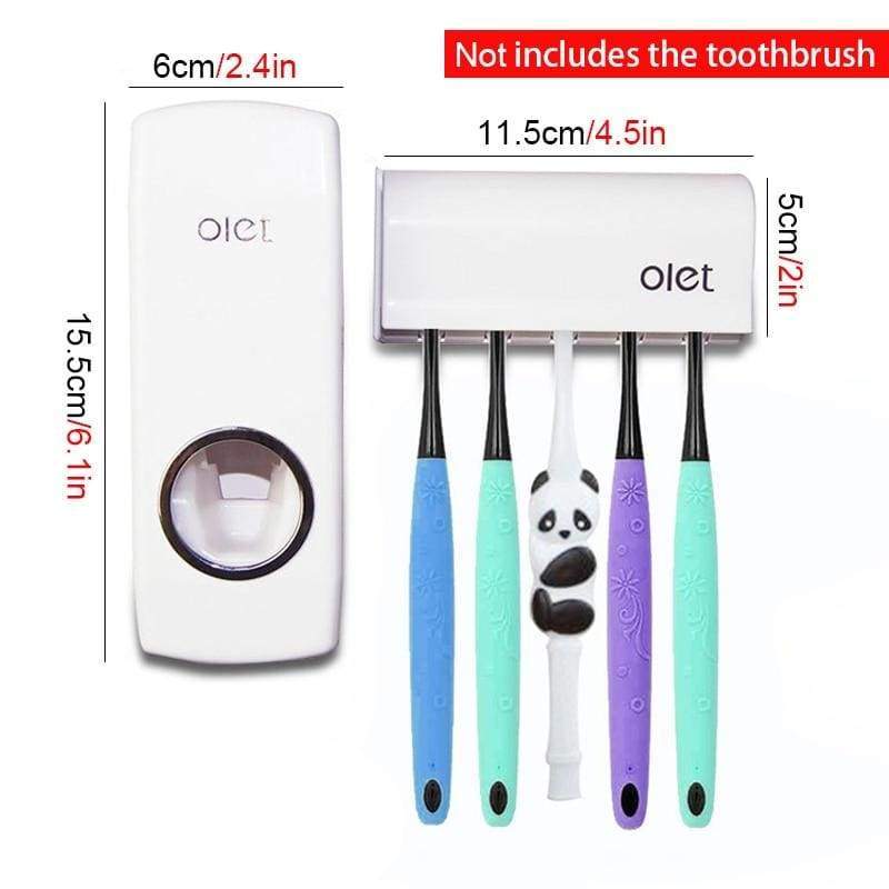 2-en-1: Distributeur de dentifrice et porte-brosse à dents solide et durable - Étagères de stockage & Racks