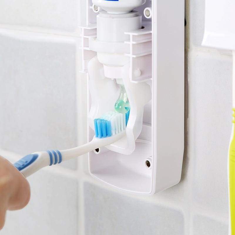 2-en-1: Distributeur de dentifrice et porte-brosse à dents solide et durable - Étagères de stockage & Racks