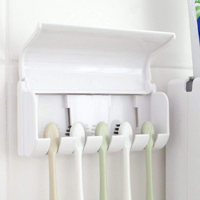 2-en-1: Distributeur de dentifrice et porte-brosse à dents solide et durable - Étagères de stockage & Racks